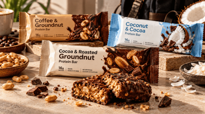 Chocolate and roasted groundnut protein bar from an emerging Nigerian everyday nutrition brand