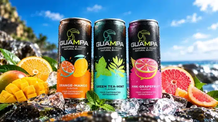 Guampa Natural Boost sugar free energy drinks in Orange Mango, Green Tea Mint and Pink Grapefruit flavours